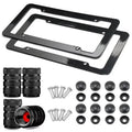 Black Carbon Fiber Pattern Plastic License Plate Frame Fiber Black Aluminum
