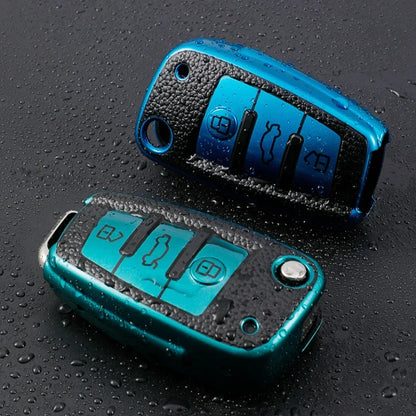 Leather TPU Car Folding Key Cover Case for Audi A3 8L 8P A4 B6 B7 B8 A6 C5