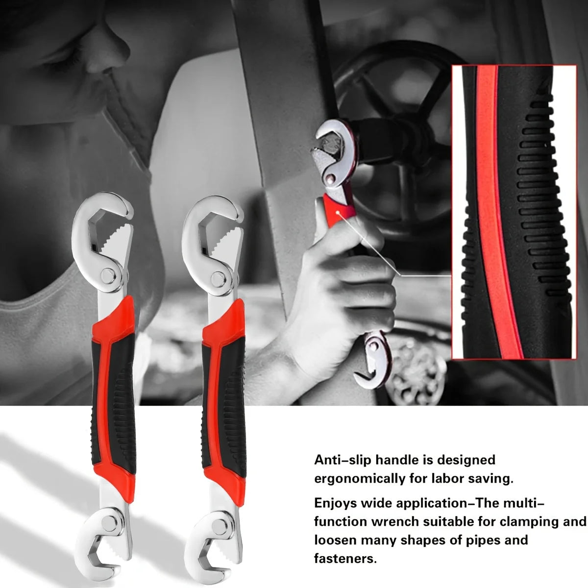 Adjustable Spanner, Wrench,Quick Multi-function, Grip 6-22mm 1 packs，