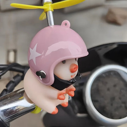Cute little pig Electric Scooter Pig Wearing Helmet Car Ornament Motorcycle