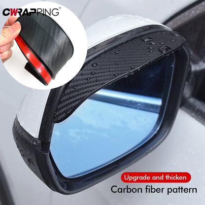 2PCS Car Rearview Mirror Rain Eyebrow Carbon Fiber Sun Visor Shade Cover
